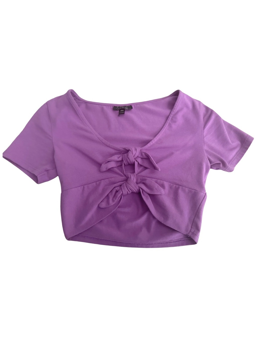 Topshop Lavender Purple Double Tie Front Crop Top Womens Small Size 4 Stretch